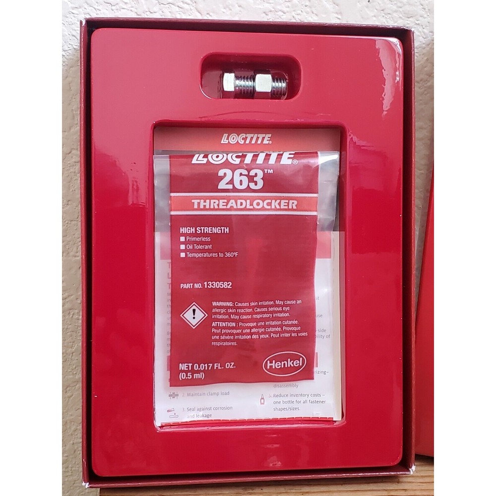 Loctite 263 Red Hi-Strength Permanent Threadlocker Sample Trial .5 ml w/‎ Bolt